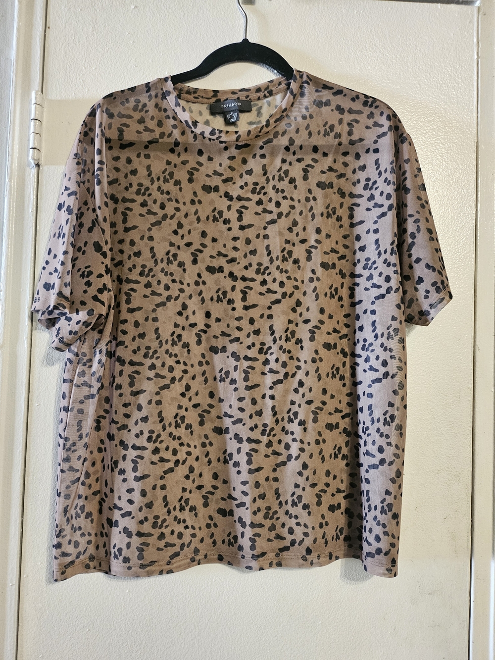 Primark Brown and Black Leopard-Print Short Sleeve Tee